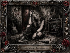A solitary young woman sits amid a dark, battered rehearsal room, overwhelmed by isolation and emotional fracture. Deep charcoal textures, smoky blacks, muted grays, and restrained crimson accents create a raw gothic atmosphere. Guitars, cables, road cases, roses, chains, and music hardware frame the scene beneath dim, dramatic lighting.