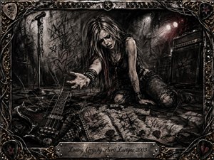 A distressed young rocker kneels in a shadowy rehearsal space, reaching forward amid a broken guitar, scattered papers, cables, and amplifiers. Deep charcoal blacks, smoky grays, metallic highlights, and restrained crimson accents intensify the anguish. Dramatic stage lights cut through haze, while an ornate chrome-and-gold rock frame surrounds the gritty, expressive composition.