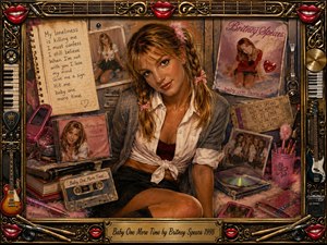 A nostalgic pop-art portrait centers a youthful singer in a warm, scrapbook-like bedroom scene filled with cassettes, photographs, handwritten lyrics, CDs, and school-day keepsakes. Amber lighting, pink accents, deep browns, and metallic gold create a dreamy late-1990s mood, framed by ornate guitars, keyboards, records, red lips, and an engraved title plate.